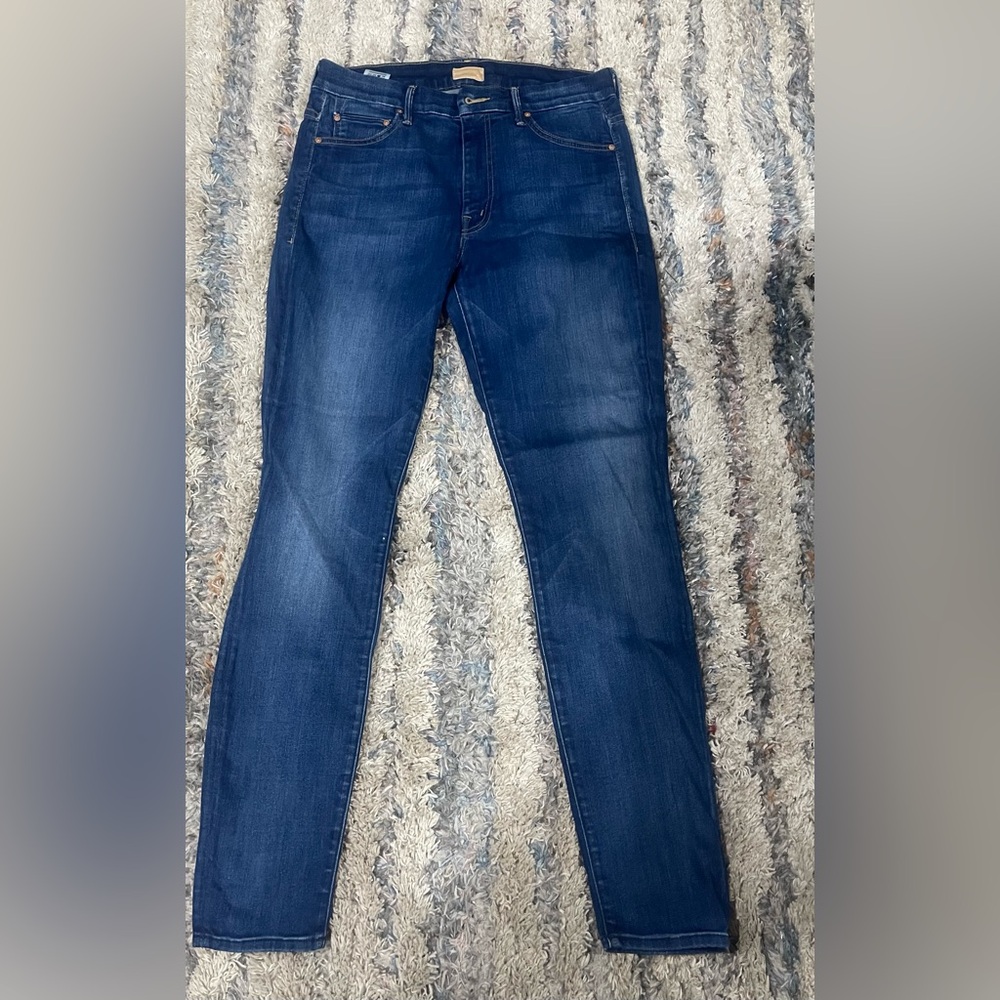 MOTHER Skinny Jeans in Dark Indigo Blue